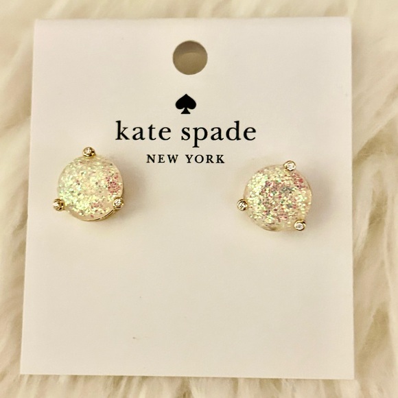 kate spade Jewelry - Kate Spade ♠️ New York Rise and Shine Gold Button Opal Glitter Earrings NWT